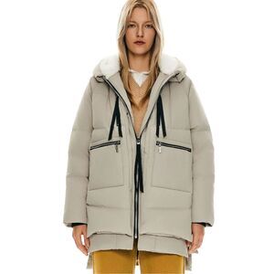 NWOT Orolay 092 Classics Stone Tan Thickened Duck Down Puffer Hooded Jacket Med